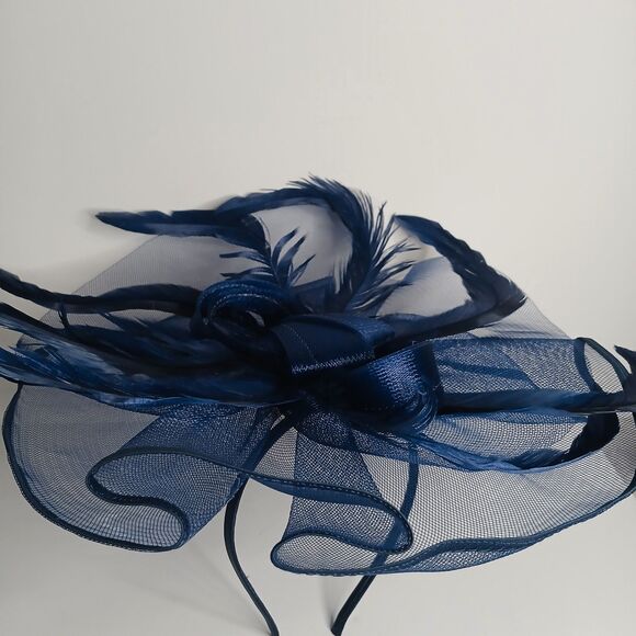 Unbranded Accessories - Blue Feather Mesh Fascinator Headband Hat for Wedding Tea Party Kentucky Derby